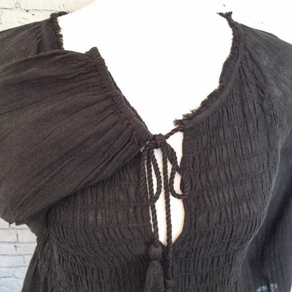 Melrose and Market Split Neck Peasant Blouse Small - Picture 4 of 8